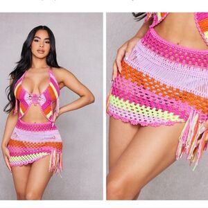 PrettyLittleThing Festival Crochet dress outfit